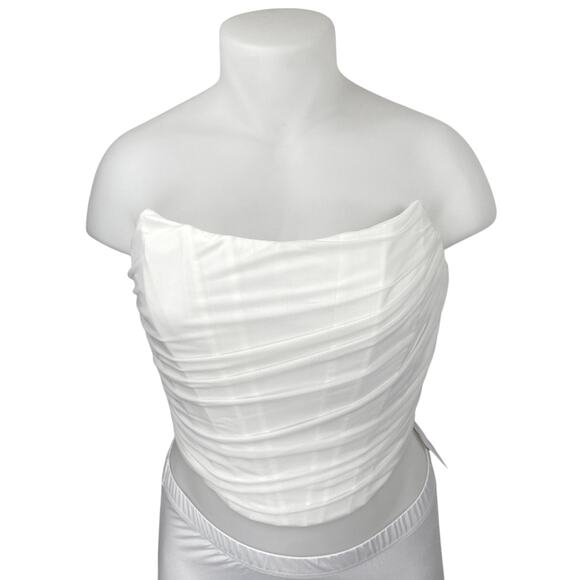 NEW Marthea White Strapless Sleeveless Zip Bandeau Bustier Corset Crop Top XXL - Picture 1 of 4